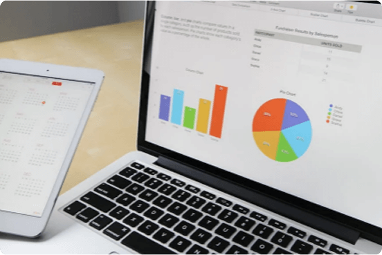 laptop with analytic dashboard